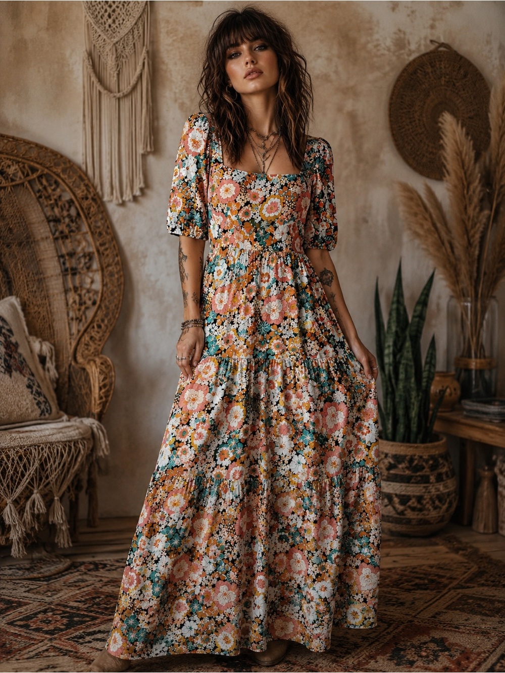 Nasty Gal Retro Floral Maxi